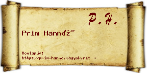 Prim Hannó névjegykártya